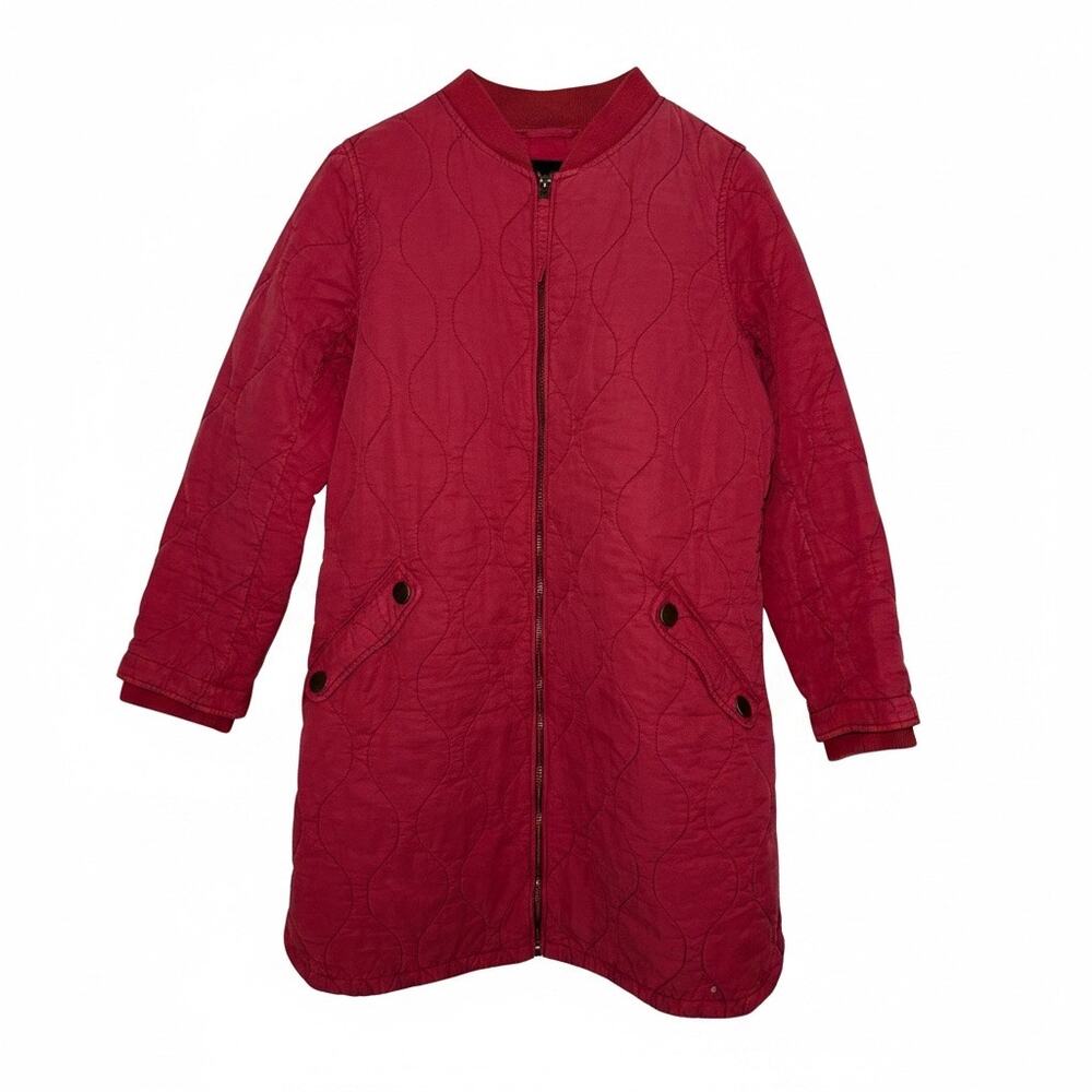 7 For All Mankind Raspberry Quilted Long Barn Coat Size M